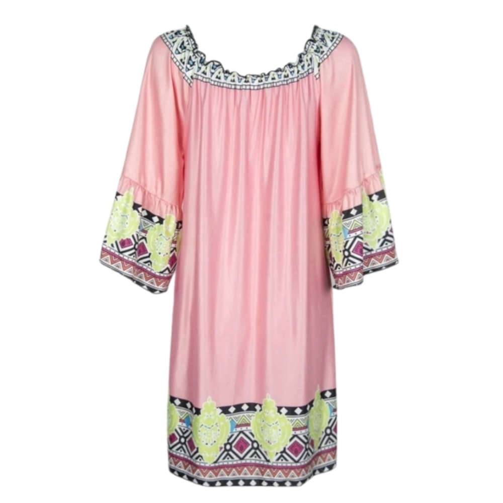 Yucan Off Shoulder Beach Pink Dress Balloon Slee… - Picture 6 of 13